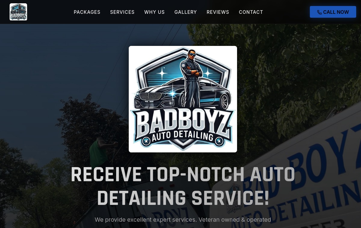 Bad Boyz Auto Detailing website homepage