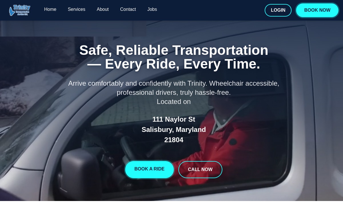 Trinity Transportation Service website homepage